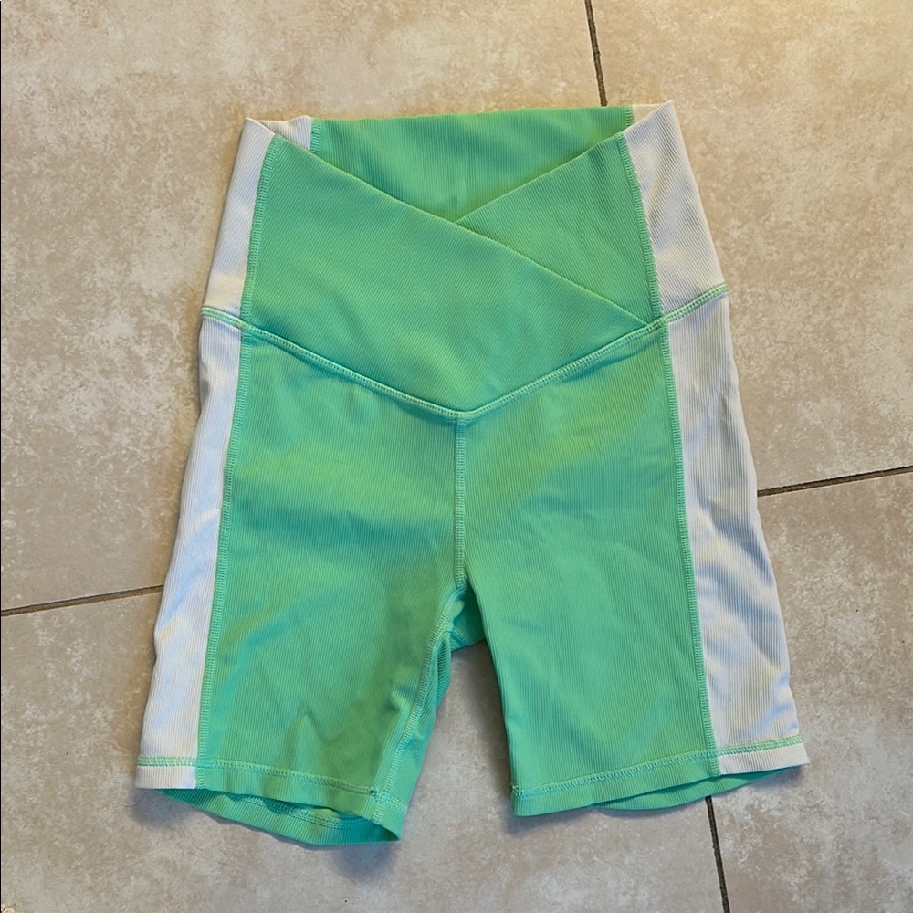 Wilo Green and White Athletic Shorts